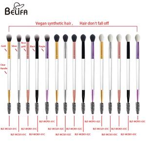Double tête transparent <span class=keywords><strong>acrylique</strong></span> poignée mascara baguette cils spoolie brosse de nettoyage ombre à paupières mélange brosse de maquillage - Product Image 2