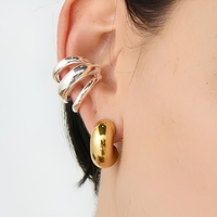 Manchette d'oreille sans perçage en acier inoxydable plaqué or 18 carats, boucles d'oreilles clipsables en forme de U, bijoux de mode pour femmes, vente en gros