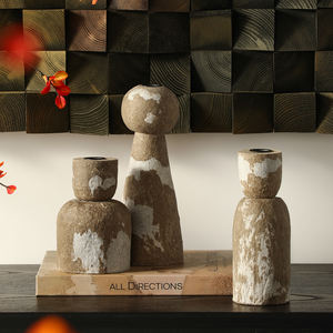 Umweltfreundlicher Rustikaler Holz-Kerzenhalter im Wabi-Sabi-Stil Handgefertigter Weihnachts-Kerzenständer für Heim- und Hoteldekoration Kunsthandwerk - Product Image 5