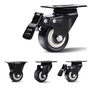 Juego de 4 ruedas giratorias para muebles con freno Ruedas de poliuretano PU Ruedas resistentes Ruedas giratorias de 2" - Product Image 2