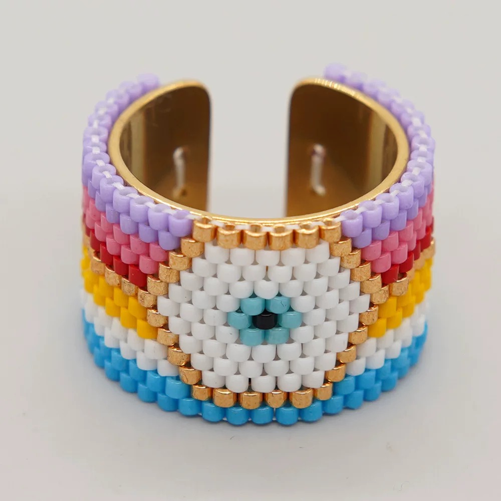 KELITCH Anelli Impilabili Colorati Fatti A Mano Con Perline Miyuki - Gioielli Boho Per Donna, Ideali Come Regalo Unico