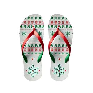 Chanclas Navideñas con Logotipo Personalizado, Sandalias Rojas y Verdes para las Fiestas, Pantuflas Desechables para Hotel, Regalo Promocional, Fabricante - Product Image 1