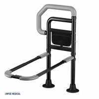 Barre d'assistance de lit réglable à installation sans outil, avec lumière à capteur de mouvement, pieds à ventouse en acier à haute teneur en carbone, hauteur réglable en 14 niveaux, pour seniors