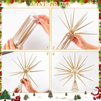 Décoration d'arbre de Noël en forme d'étoile éclatante de 14 pouces, étoile dorée explosante avec base en plastique et en fer, décoration de Noël pour la maison