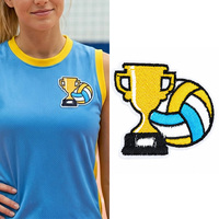 Patch brodé thermocollant en tissu sergé pour veste, sac, chapeau, avec logo d'équipe de sport, ballon de volley-ball, vente en gros