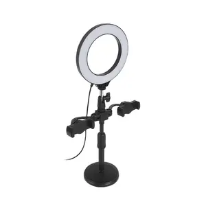 Lampu Ring dengan Kaki Tripod Bisa Diperpanjang, Lampu Lingkaran LED dengan Penahan Ponsel untuk Streaming Langsung/Rias/YouTube /TikTok Semua Ponsel