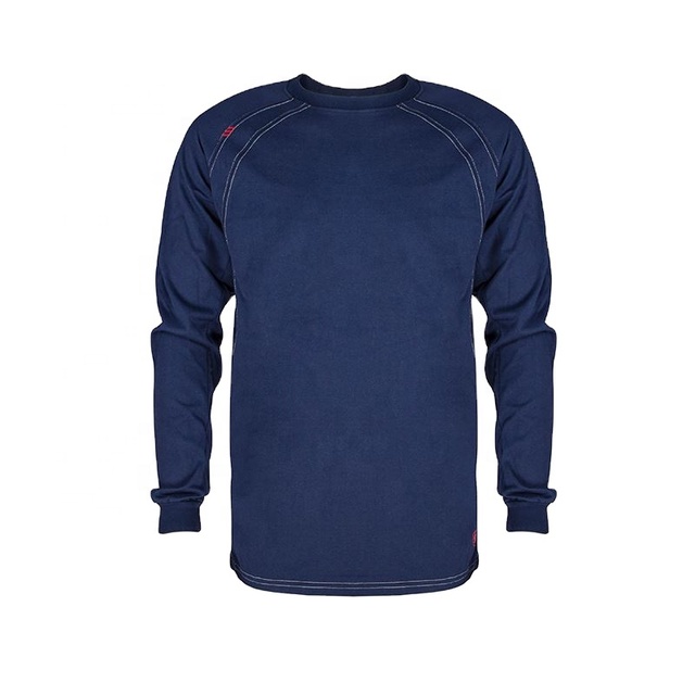 Custom Long Sleeve Men's Flame Resistant T Shirts NFPA2112 CAT2 7oz Welding Work Crew FR Fire Retardant FRC Shirts