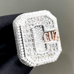 Bague de mariage exclusive pour homme en argent sterling 925, style hip-hop, entièrement sertie de diamants taille brillant, clarté VVS, idéale pour les fêtes - Product Image 1