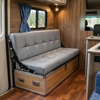 Canapé-lit universel en cuir AutoLiuma L107 style professionnel, convertible, pour camping-car, fourgonnette, Vito et autres véhicules