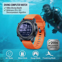 Ordinateur de plongée étanche 200M avec algorithme Buhlmann ZH-L16C, modes Air Nitrox Freedive, 999 enregistrements et application
