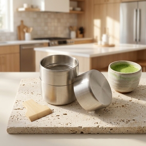 Mini Bote de Acero Inoxidable de 250ml con Colador Interno y Cepillo, Tamaño Pequeño, para Almacenamiento de Alimentos y Matcha en Polvo - Product Image 1