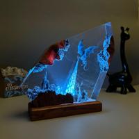 Lampe Dragon de Glace en Résine Époxy, Statue Artistique Dragon, Cadeau d'Halloween, Artisanat Créatif Européen et Américain en Résine