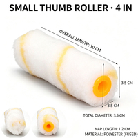 Rouleau de peinture industriel en polyester à petit manche, 4 tailles au choix, tête de rouleau de rechange mini détachable rapidement, uniquement la tête du rouleau.