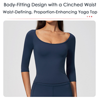 Haut de yoga à manches courtes pour le sport, marque privée, taille ajustée, haute élasticité, idéal pour le Pilates et l'entraînement, crop top fitness