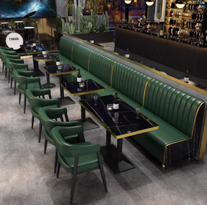 American Vintage Diner Booth Set-Chaises en bois massif et table résistante à la chaleur pour la cafétéria du personnel de l'hôtel/Service rapide - Product Image 1