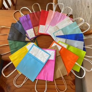 Wholesale Custom Recycled Kraft Paper <b>Bags</b> with Handles Your Own Logo White Black Brown Food Safe Reusable Shopping <b>Bags</b> - Product Image 5