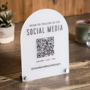 Placas de Acrílico com Código QR para Redes Sociais, Displays Arqueados Escaneáveis para Instagram, para Negócios, Salões, Restaurantes e Bares - Product Image 1