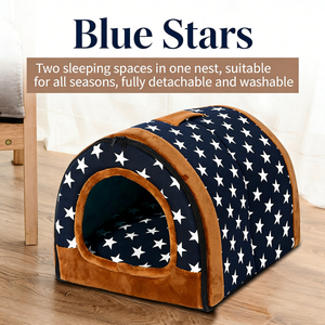 Pantoufles d'hiver chaudes pour animaux de compagnie, lit-niche pour chats et chiens, grande grotte confortable pour animaux de compagnie avec peluche douce et fond antidérapant - Product Image 2