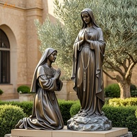 Décoration extérieure catholique, grande statue en laiton de Sainte Bernadette, statue de la Vierge Marie grandeur nature, sculpture en bronze de Sainte Bernadette