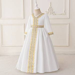 Vestido de niña estilo árabe de Oriente Medio con cinturón bordado, vestido de encaje de Dubái, conjunto de disfraz para actuaciones en escenario, Eid, festivales y fiestas - Product Image 4