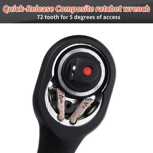 3pcs thiết lập 72-Răng thép carbon Ratchet cờ lê nhanh chóng phát hành 5 độ hai chiều ổ cắm nhanh mô-men xoắn 350nm công nghiệp DIY Metric OEM - Product Image 3