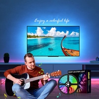 Kit lampu Strip Led, daya Usb 5 meter lampu Led Rgb dengan Remote Control 24 kunci untuk lampu latar Tv