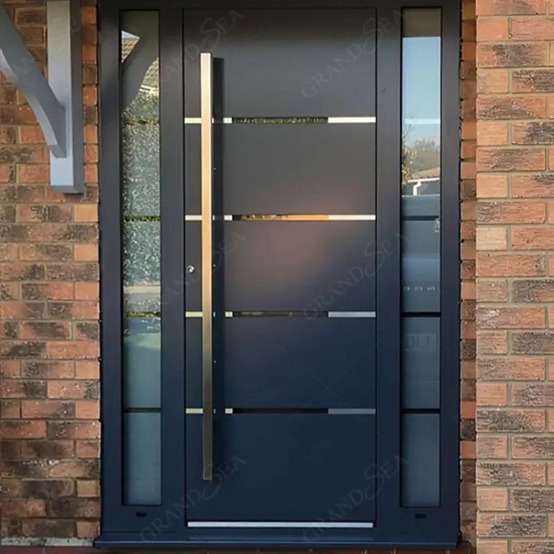 Hot sale with modern design with glass high quality low price single double exterior security steel door