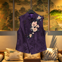 Gilet sans manches en satin de soie Xiangyunsha lavé pour femme, broderie Luneville faite à la main, nouveau style chinois, pour superposition
