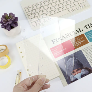 Cubierta de carpeta acrílica Rosa simple A6, cubierta de <span class=keywords><strong>cuaderno</strong></span> DIY, cubierta de carpeta acrílica de 6 agujeros, Clip dorado, divisor de sobre de efectivo para presupuestos - Product Image 4