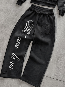 Set felpa 500 Gsm con cappuccio e pantaloni sportivi da uomo con tuta in Spandex e tuta ricamata svasata 5XL Desig - Product Image 3