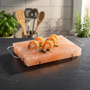 Mejor Placa de Ladrillo de Sal Tallado para BBQ, Ecológica, de Roca Rosa del Himalaya, Premium para Exportación, con Soporte de Hierro/Acero Inoxidable para el Hogar - Product Image 1