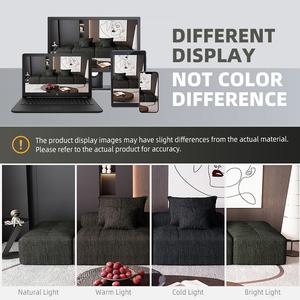 US in Stock <b>Convertible</b> Chenille Fabric Modern Living Room Wood Frame Nordic Family Modular Sectional Sofa <b>Bed</b> Set for Hotel Use - Product Image 5