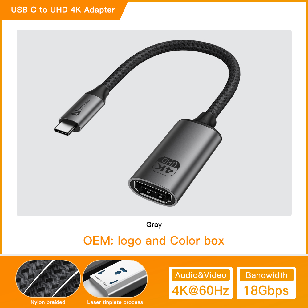 Gris [NO.7] USB C A HDMI 4k@60Hz macho a hembra