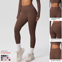 Spot Europe États-Unis Serré Couleur unie Ponçage double face Taille haute Séchage rapide Spandex/Nylon Yoga infroissable