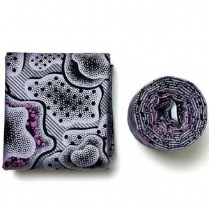 Tissu Popeline 100% Coton, Tissu Imprimé Wax Ankara Violet Clair Doré, Tissu pour Confection de Robes, Tissu <span class=keywords><strong>Pagne</strong></span> Africain Capulana - Product Image 1