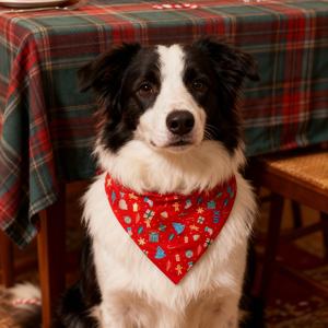 Pañuelo Triangular para Mascotas, Bufanda Navideña para Perro, Poliéster Ecológico con Estampado, Accesorios con Borde Ligero - Product Image 6