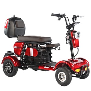 Mini scooter électrique classique à quatre roues pour personnes âgées, aide à la mobilité avec siège et panier, bleu - Product Image 4