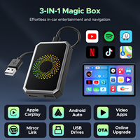 Dispositivo 3 en 1 con IA para Video, Streaming de Youtube y Tiktok, Adaptador Inalámbrico Carplay, Dongle USB, CarPlay con Cable y Android Auto para Autos