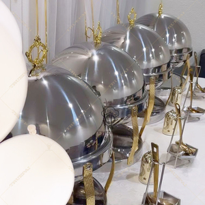 Hotel Restaurant Food Warmer Buffet <strong>Chaffing</strong> Dish Stainless Steel Luxury Heart Ball Wedding Banquet Catering 8L Capacity <strong>Fuel</strong> - Product Image 4