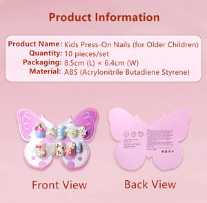 Qianya Garden Girl Bow Blush Press on Nails <span class=keywords><strong>pour</strong></span> les adolescents de 10 à 16 ans-<span class=keywords><strong>Faux</strong></span> ongles en strass faits à la main 10 PCS Set, Floral Nail Art - Product Image 5
