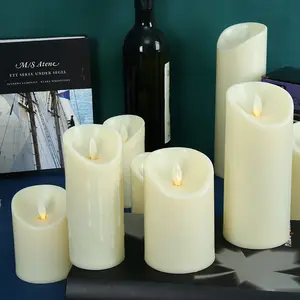 Customizable Size Led Candle Light Moving Flame Candle Set Aniversário Feriado Decorativo Artificial Led Velas Com Controle Remoto