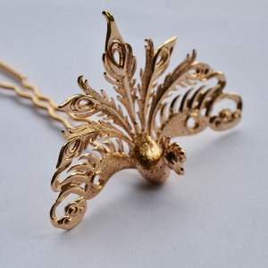 Couronne de cheveux de mariée Phoenix 55x82mm en cuivre plaqué or, accessoire de bijouterie fait main, matériau DIY - Product Image 2
