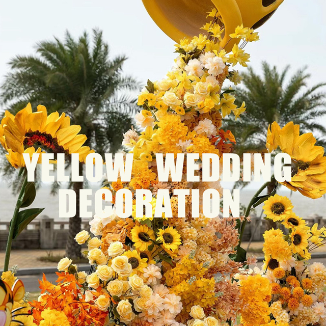 Senior Floral Design Graduation Wedding Artificial Flowers-Silk & Plastic 55cm Long Yellow Color for Events Decoration