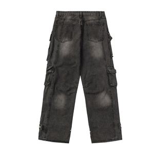 Jeans Cargo Negros Desgastados con Múltiples Bolsillos para Hombre, Jeans de Moda Urbana para Atuendos Casuales y Urbanos Diarios - Product Image 6