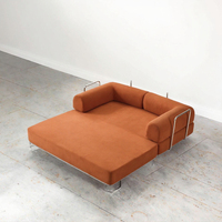 Canapé-lit convertible modulaire deux places en mousse haute densité avec structure en acier inoxydable, 4 options de taille pour salon, appartement, hôtel