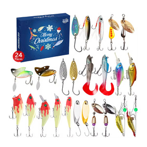SmarMann 24 pièces Ensembles Cadeaux de Noël Leurres de Pêche Isca Artificial Spinner Bait Minnow Popper VIB Spoon Pencil Lure pour Achigan et Truite - Product Image 1