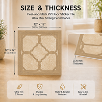 Carrelage de sol en bois PP à motif marocain personnalisé en usine, 0,76 mm, autocollant adhésif pelable et repositionnable