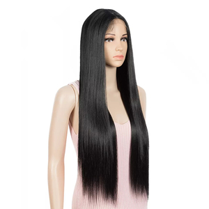 Perruques synthétiques à dentelle frontale de qualité supérieure, résistantes à la chaleur, longues et droites, 30 pouces, ombrées blondes, vente en gros - Product Image 2