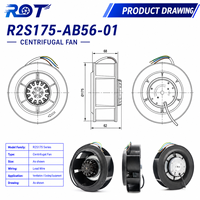 Ventilador Centrífugo Original R2S175-AB56-01 AC, 230V, 53W, 2300RPM, 175x69mm, 445m3/h, con Rodamiento de Bolas, para Reemplazo en Gabinetes HVAC