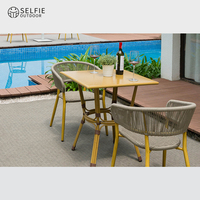 Ensemble de meubles de jardin modernes en corde avec chaises et tables à structure en aluminium pour chambre, école, patio, villa, cour
